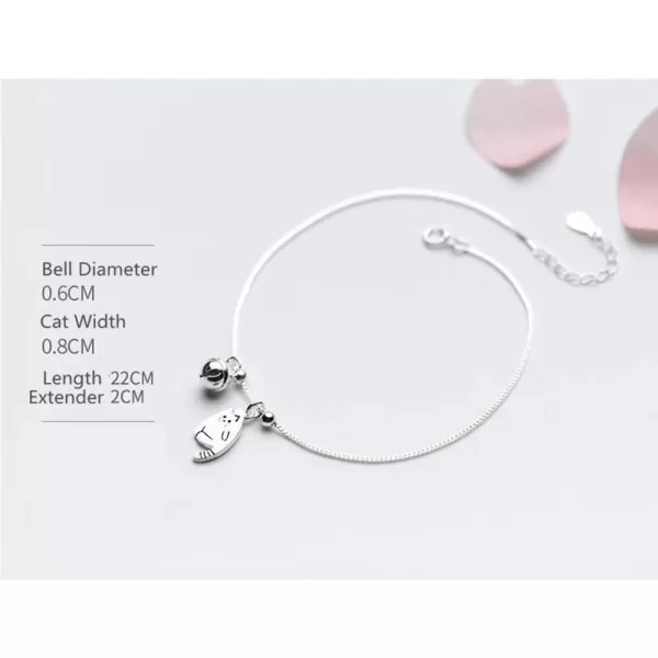 Sterling Silver Cute Cat Anklets for Women Teen Girls Charm Boho Ankle Bracelet Ball Bead Bell Dangling Adjustable Box Chains Beach Wedding Foot Jewelry Birthday Christmas Gifts for Daughter 9 inchSterling Silver Cute Cat Anklets for Women Teen Girls Charm Boho Ankle Bracelet Ball Bead Bell Dangling Adjustable Box Chains Beach Wedding Foot Jewelry Birthday Christmas Gifts for Daughter 9 inch