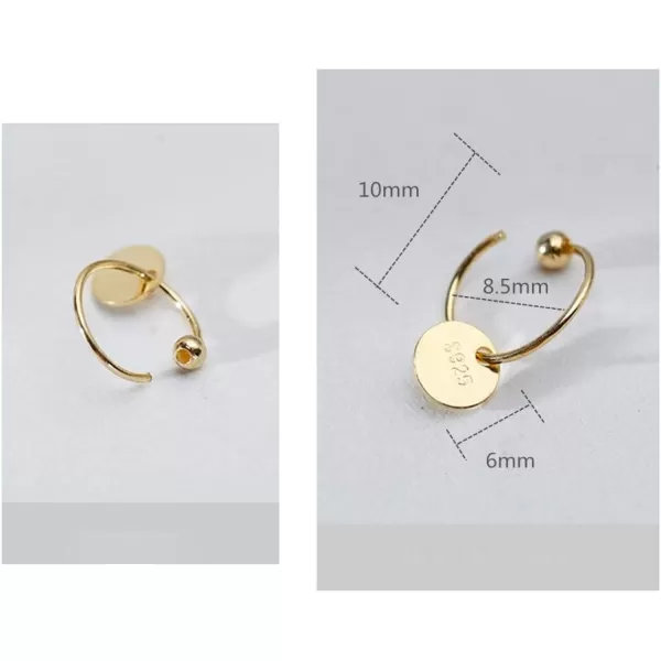 Sterling Silver Disc Drop Dangle Ball Bead Small Hoop Earrings for Women Girls Huggie Endless Round Hoops Cartilage Helix Stud Tragus Minimalist Sleeper Pierced Ear Nickel Free 8mmpolished gold