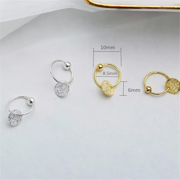 Sterling Silver Disc Drop Dangle Ball Bead Small Hoop Earrings for Women Girls Huggie Endless Round Hoops Cartilage Helix Stud Tragus Minimalist Sleeper Pierced Ear Nickel Free 8mmhammered gold