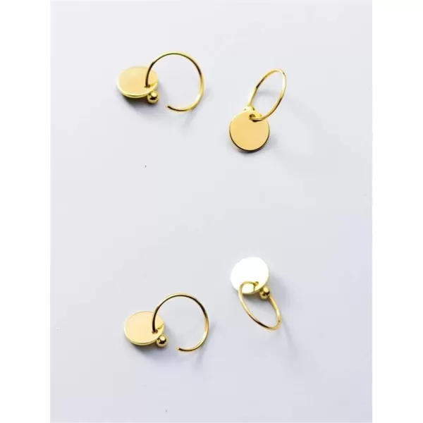 Sterling Silver Disc Drop Dangle Ball Bead Small Hoop Earrings for Women Girls Huggie Endless Round Hoops Cartilage Helix Stud Tragus Minimalist Sleeper Pierced Ear Nickel Free 8mmpolished gold