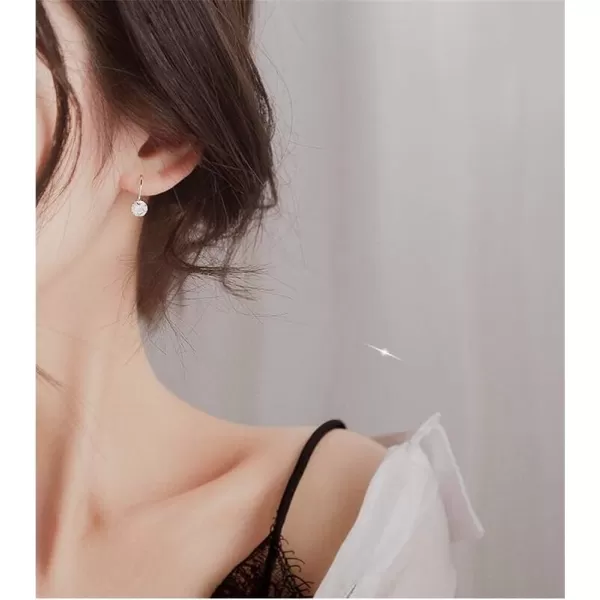 Sterling Silver Disc Drop Dangle Ball Bead Small Hoop Earrings for Women Girls Huggie Endless Round Hoops Cartilage Helix Stud Tragus Minimalist Sleeper Pierced Ear Nickel Free 8mmhammered silver