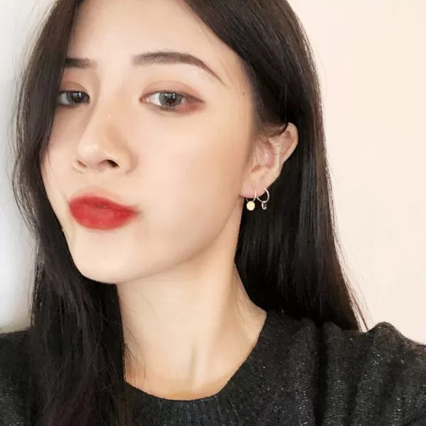 Sterling Silver Disc Drop Dangle Ball Bead Small Hoop Earrings for Women Girls Huggie Endless Round Hoops Cartilage Helix Stud Tragus Minimalist Sleeper Pierced Ear Nickel Free 8mmpolished silver