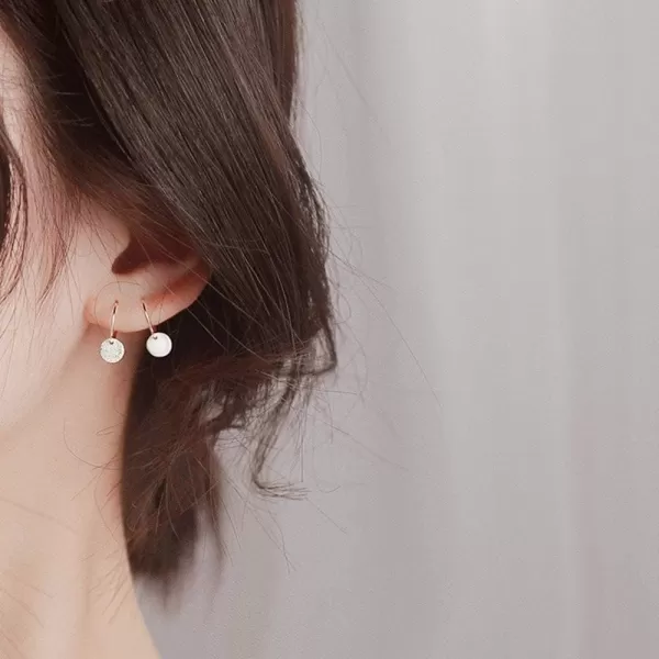 Sterling Silver Disc Drop Dangle Ball Bead Small Hoop Earrings for Women Girls Huggie Endless Round Hoops Cartilage Helix Stud Tragus Minimalist Sleeper Pierced Ear Nickel Free 8mmpolished silver