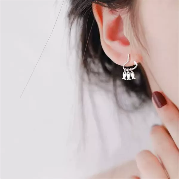 Sterling Silver Fish Hook Earrings for Women Girls S925 Dangle Stud Tiny Cute 3 Fishes Fishing Tassel Drop Hypoallergenic Micro Black CZ Eye Dainty Personalized Funny Jewelry Birthday GiftsSterling Silver Fish Hook Earrings for Women Girls S925 Dangle Stud Tiny Cute 3 Fishes Fishing Tassel Drop Hypoallergenic Micro Black CZ Eye Dainty Personalized Funny Jewelry Birthday Gifts