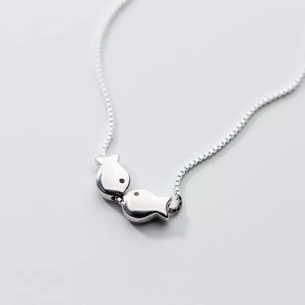 Sterling Silver Fish Necklace for Women Teen Girls Lovers Cute Polished Kissing Fishes Pisces Charm Pendant Choker Necklace Adjustable Chain 18 Fashion Jewelry Delicate Birthday Christmas ValentineSterling Silver Fish Necklace for Women Teen Girls Lovers Cute Polished Kissing Fishes Pisces Charm Pendant Choker Necklace Adjustable Chain 18 Fashion Jewelry Delicate Birthday Christmas Valentine