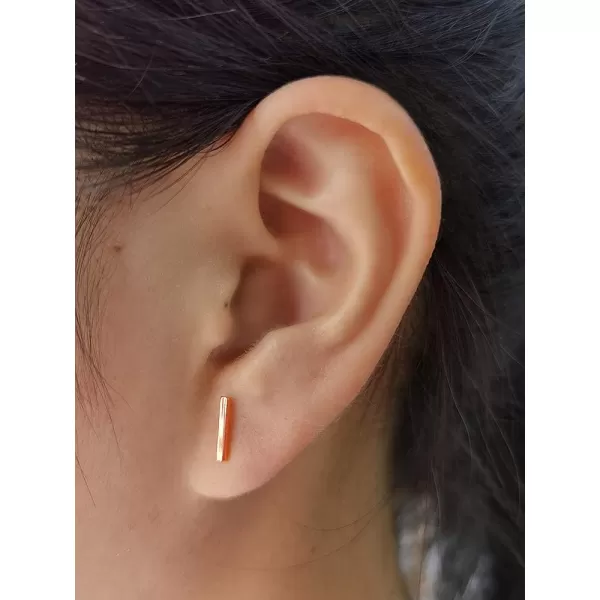 Sterling Silver Mini Bar Earrings for Women Girls 14K Gold Plated Minimalist Tiny Short Bars 20g Barbell 4mm Ball Stud Tragus Post Screw Back Hypoallergenic Dainty JewelryRose Gold