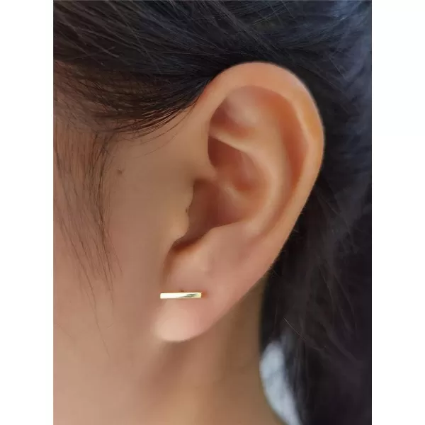 Sterling Silver Mini Bar Earrings for Women Girls 14K Gold Plated Minimalist Tiny Short Bars 20g Barbell 4mm Ball Stud Tragus Post Screw Back Hypoallergenic Dainty JewelryGold Plated