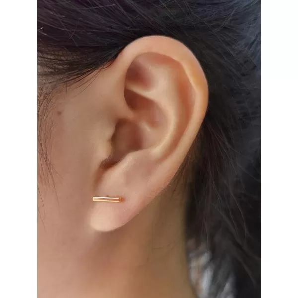 Sterling Silver Mini Bar Earrings for Women Girls 14K Gold Plated Minimalist Tiny Short Bars 20g Barbell 4mm Ball Stud Tragus Post Screw Back Hypoallergenic Dainty JewelryRose Gold