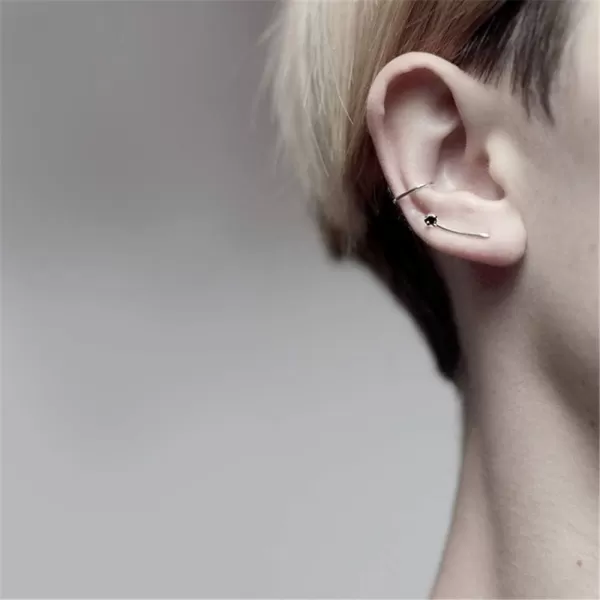 Sterling Silver Minimalist CZ Ear Cuff Climber Crawler Earrings for Women Girls Round Black Cubic Zirconia Long U Shaped Stud Sweep Up Post Safety Pin Wrap Hypoallergenic Jewelry Gift UnisexSterling Silver Minimalist CZ Ear Cuff Climber Crawler Earrings for Women Girls Round Black Cubic Zirconia Long U Shaped Stud Sweep Up Post Safety Pin Wrap Hypoallergenic Jewelry Gift Unisex