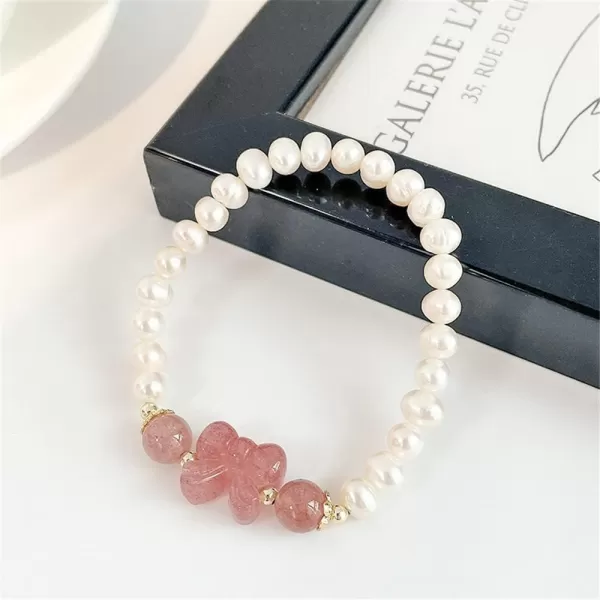 Strawberry Quartz Pearl Stretch Bracelet for Women Girls Energy Bowknot Crystal Stone Beads Charm Imitation Baroque Pearls Chain Lucky Retro Jewelry Gift Birthday Christmas WeddingStrawberry Quartz Pearl Stretch Bracelet for Women Girls Energy Bowknot Crystal Stone Beads Charm Imitation Baroque Pearls Chain Lucky Retro Jewelry Gift Birthday Christmas Wedding