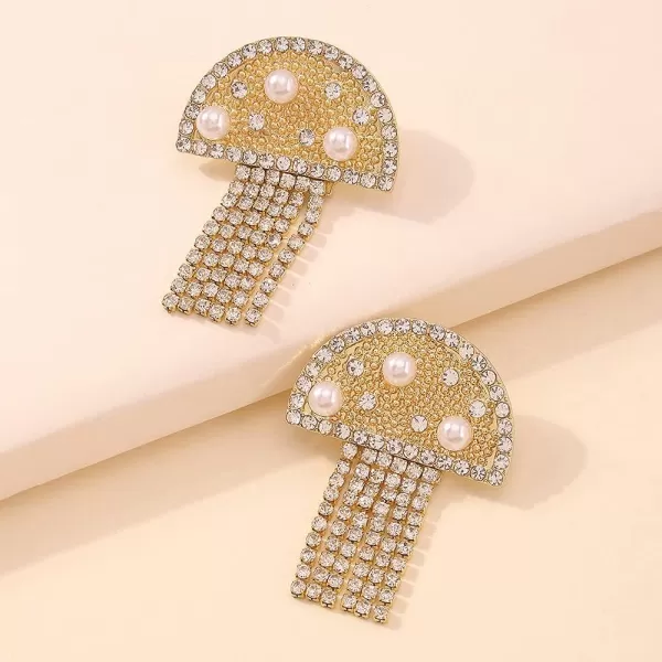 Tassel Mushroom Cloud Earrings for Women Girls Gold Plated Rainbow Cubic Zirconia Imitation Pearl Chain Drop Dangle Cute Temperament Studs Jewelry PearlsTassel Mushroom Cloud Earrings for Women Girls Gold Plated Rainbow Cubic Zirconia Imitation Pearl Chain Drop Dangle Cute Temperament Studs Jewelry Pearls