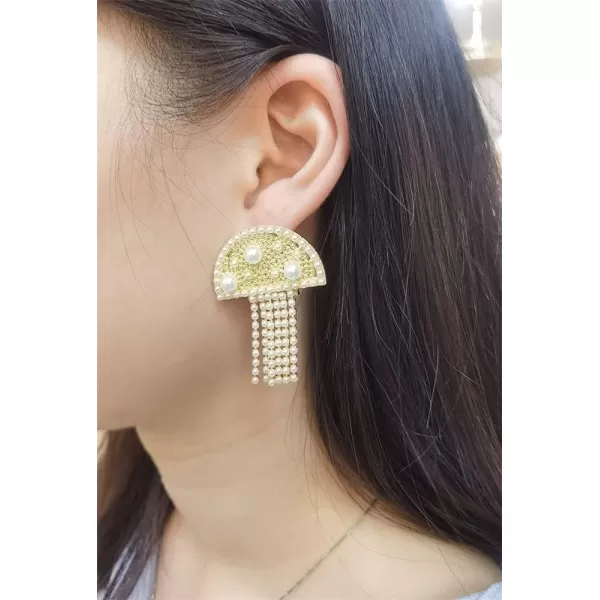 Tassel Mushroom Cloud Earrings for Women Girls Gold Plated Rainbow Cubic Zirconia Imitation Pearl Chain Drop Dangle Cute Temperament Studs Jewelry PearlsTassel Mushroom Cloud Earrings for Women Girls Gold Plated Rainbow Cubic Zirconia Imitation Pearl Chain Drop Dangle Cute Temperament Studs Jewelry Pearls