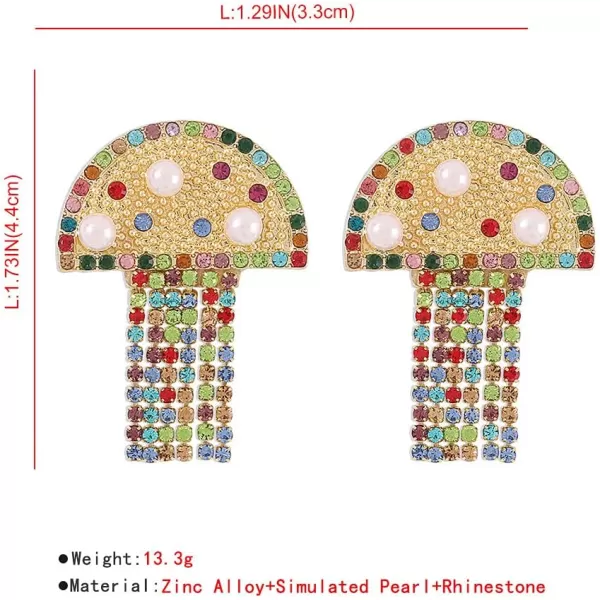 Tassel Mushroom Cloud Earrings for Women Girls Gold Plated Rainbow Cubic Zirconia Imitation Pearl Chain Drop Dangle Cute Temperament Studs JewelryTassel Mushroom Cloud Earrings for Women Girls Gold Plated Rainbow Cubic Zirconia Imitation Pearl Chain Drop Dangle Cute Temperament Studs Jewelry