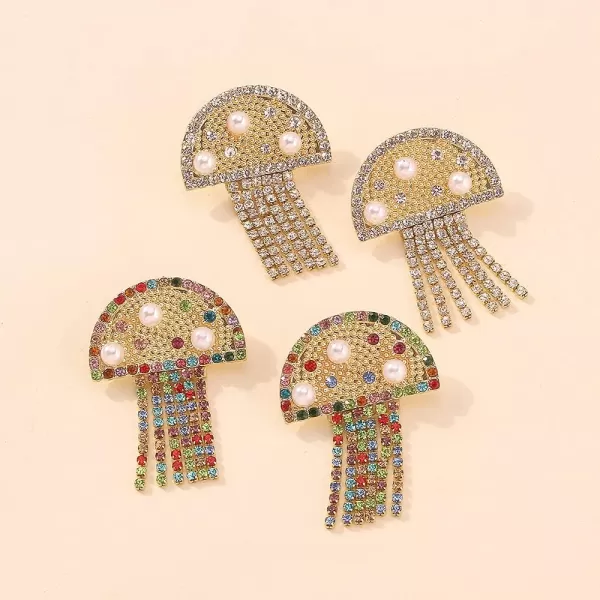Tassel Mushroom Cloud Earrings for Women Girls Gold Plated Rainbow Cubic Zirconia Imitation Pearl Chain Drop Dangle Cute Temperament Studs JewelryTassel Mushroom Cloud Earrings for Women Girls Gold Plated Rainbow Cubic Zirconia Imitation Pearl Chain Drop Dangle Cute Temperament Studs Jewelry
