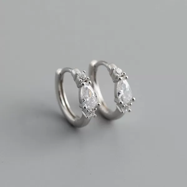 Teardrop Cubic Zirconia Huggie Small Hoop Earrings for Women Teen Girls 925 Sterling SilverCartilage Tiny Cute CZ Sleeper Hoops Hypoallergenic for Sensitive Ear Boho JewelryClear Diamond
