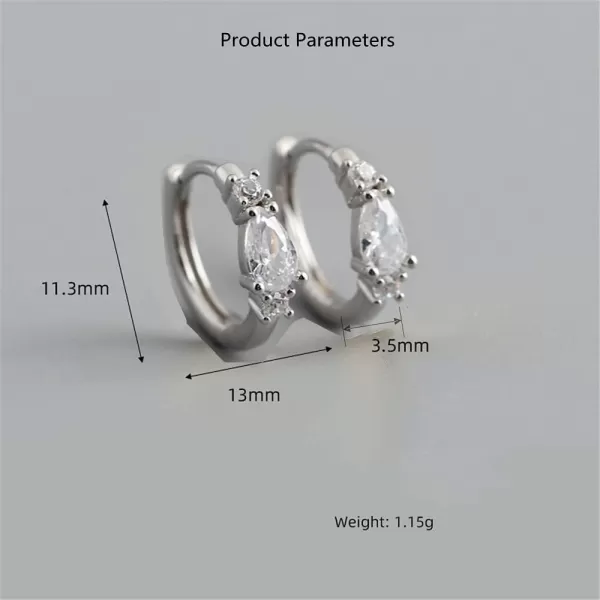 Teardrop Cubic Zirconia Huggie Small Hoop Earrings for Women Teen Girls 925 Sterling SilverCartilage Tiny Cute CZ Sleeper Hoops Hypoallergenic for Sensitive Ear Boho JewelryClear Diamond