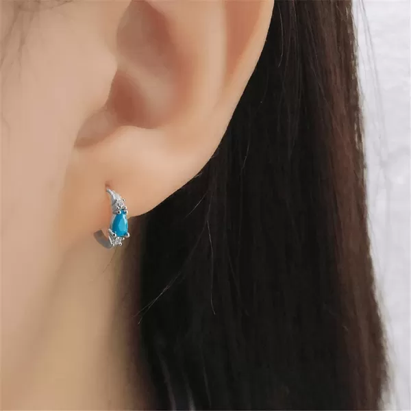 Teardrop Cubic Zirconia Huggie Small Hoop Earrings for Women Teen Girls 925 Sterling SilverCartilage Tiny Cute CZ Sleeper Hoops Hypoallergenic for Sensitive Ear Boho JewelryTurquoise