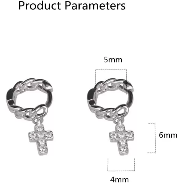 Tiny Cross Cartilage Sterling Silver Hoop Earrings for Women Girls Cubic Zirconia Small Cute Chain Huggie Hoops Cuff Wrap Minimalist Faith Birthday Christmas Jewelry Gifts for Prayer 5mm Petite EarTiny Cross Cartilage Sterling Silver Hoop Earrings for Women Girls Cubic Zirconia Small Cute Chain Huggie Hoops Cuff Wrap Minimalist Faith Birthday Christmas Jewelry Gifts for Prayer 5mm Petite Ear
