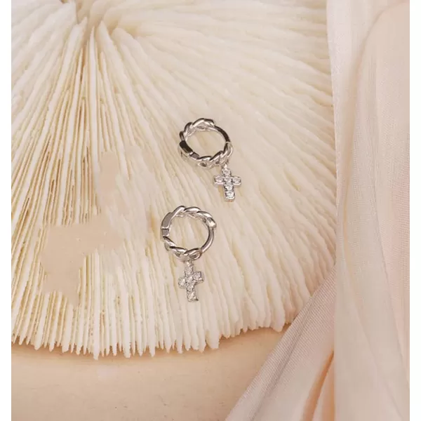 Tiny Cross Cartilage Sterling Silver Hoop Earrings for Women Girls Cubic Zirconia Small Cute Chain Huggie Hoops Cuff Wrap Minimalist Faith Birthday Christmas Jewelry Gifts for Prayer 5mm Petite EarTiny Cross Cartilage Sterling Silver Hoop Earrings for Women Girls Cubic Zirconia Small Cute Chain Huggie Hoops Cuff Wrap Minimalist Faith Birthday Christmas Jewelry Gifts for Prayer 5mm Petite Ear