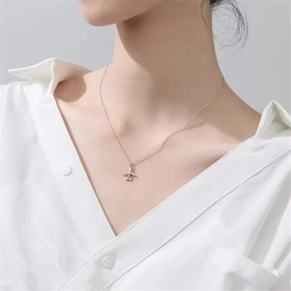 Tiny Crystal Airplane Pendant Necklace for Women Teen Girls 925 Sterling Silver 18K White Gold Plated Huggie Diamond Plane Free Fly Wings Drop Choker Y Necklace Chain Lightweight Fashion JewelryTiny Crystal Airplane Pendant Necklace for Women Teen Girls 925 Sterling Silver 18K White Gold Plated Huggie Diamond Plane Free Fly Wings Drop Choker Y Necklace Chain Lightweight Fashion Jewelry