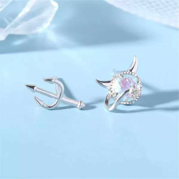 Tiny Cute Devil Stud Earrings for Women Girls 925 Sterling Silver Hypoallergenic Asymmetrical Crystal Artificial Moonstone Monster Post Christmas Halloween Party GiftTiny Cute Devil Stud Earrings for Women Girls 925 Sterling Silver Hypoallergenic Asymmetrical Crystal Artificial Moonstone Monster Post Christmas Halloween Party Gift