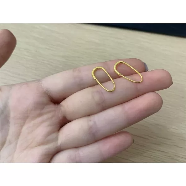Tiny Cute Safety Pin Cartilage Sterling Silver Small Hoop Earrings for Women Girls Minimalist Elegant Simple Chic Hoops Hypoallergenic Ear Piercing Fashion Body Jewelry 17mmGold Plated