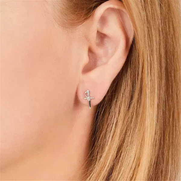 Tiny Dagger Cubic Zirconia Studs Earrings for Women Girls Men Sterling Silver Fashion Unique Small Stud Cartilage Tragus Post Pin Hypoallergenic Punk Rock Boho Jewelry Unisex Dainty BFF GiftsSilver