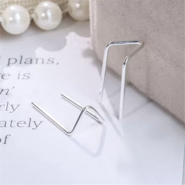 Tiny Double Piercing Earrings for Women Girls Men S925 Sterling Silver Minimalist Bar Threader Stud Safety Pin 2 Hole Earlobe Hook Fashion Hypoallergenic Geometric Lightweight JewelryTiny Double Piercing Earrings for Women Girls Men S925 Sterling Silver Minimalist Bar Threader Stud Safety Pin 2 Hole Earlobe Hook Fashion Hypoallergenic Geometric Lightweight Jewelry