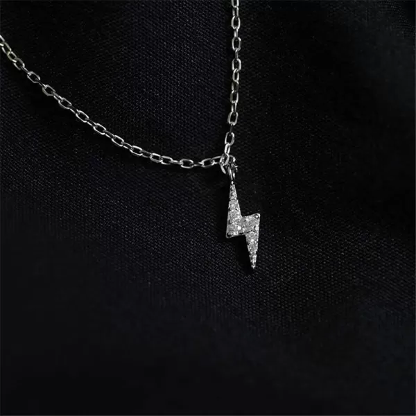Tiny Lightning Bolt Crystal Necklace for Women Girls S925 Sterling Silver White Gold Plated Minimalist Personalized Little Small Pendant Choker Necklaces Link Chain 18 inches Delicate Fashion GiftsTiny Lightning Bolt Crystal Necklace for Women Girls S925 Sterling Silver White Gold Plated Minimalist Personalized Little Small Pendant Choker Necklaces Link Chain 18 inches Delicate Fashion Gifts