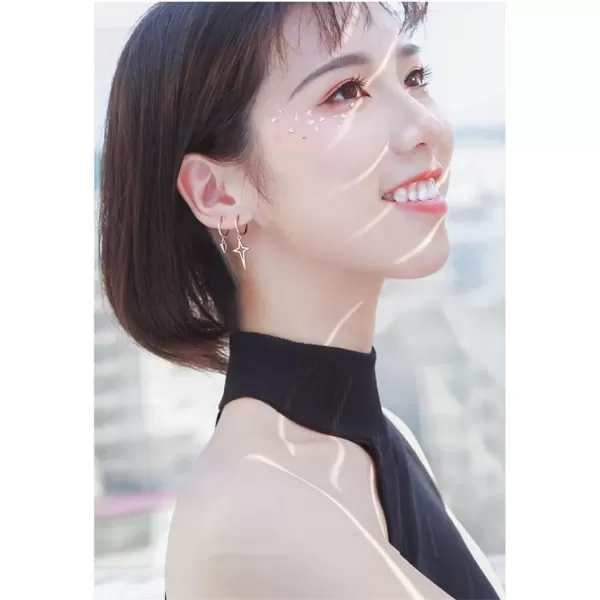 Tiny Punk Spike Dangle Drop Hoop Earrings for Women Teen Girls Men Sterling Silver Charms Hoops Cuff Cartilage Stud Tragus Helix Wrap Minimalist Geometric Earrings Hypoallergenic Fashion Personalizedsilver