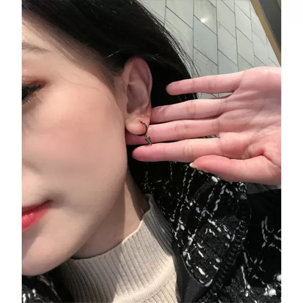 Tiny Punk Spike Dangle Drop Hoop Earrings for Women Teen Girls Men Sterling Silver Charms Hoops Cuff Cartilage Stud Tragus Helix Wrap Minimalist Geometric Earrings Hypoallergenic Fashion Personalizedblack