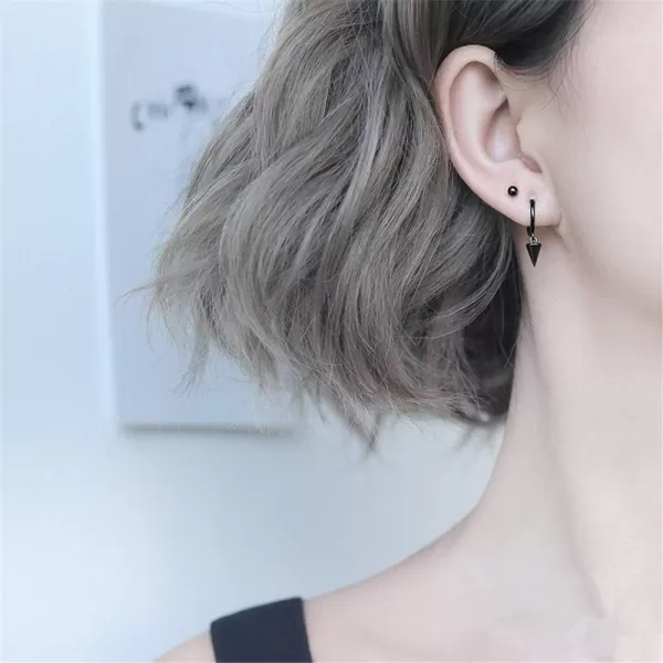 Tiny Punk Spike Dangle Drop Hoop Earrings for Women Teen Girls Men Sterling Silver Charms Hoops Cuff Cartilage Stud Tragus Helix Wrap Minimalist Geometric Earrings Hypoallergenic Fashion Personalizedblack