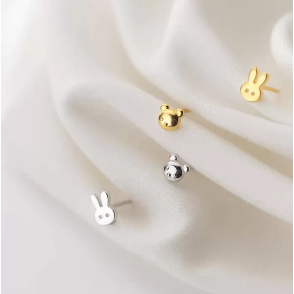 Tiny Rabbit Bear Asymmetrical Earrings Cute Pet Sterling Silver Stud Earrings for Women Teen Girls Hypoallergenic Sensitive Ears Mini Bunny Lucky Post for Daughter Niece Gold PlatedTiny Rabbit Bear Asymmetrical Earrings Cute Pet Sterling Silver Stud Earrings for Women Teen Girls Hypoallergenic Sensitive Ears Mini Bunny Lucky Post for Daughter Niece Gold Plated