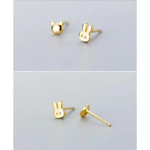Tiny Rabbit Bear Asymmetrical Earrings Cute Pet Sterling Silver Stud Earrings for Women Teen Girls Hypoallergenic Sensitive Ears Mini Bunny Lucky Post for Daughter Niece Gold PlatedTiny Rabbit Bear Asymmetrical Earrings Cute Pet Sterling Silver Stud Earrings for Women Teen Girls Hypoallergenic Sensitive Ears Mini Bunny Lucky Post for Daughter Niece Gold Plated