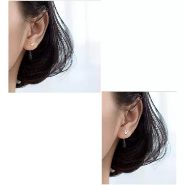 Tiny Rabbit Bear Asymmetrical Earrings Cute Pet Sterling Silver Stud Earrings for Women Teen Girls Hypoallergenic Sensitive Ears Mini Bunny Lucky Post for Daughter Niece Gold PlatedTiny Rabbit Bear Asymmetrical Earrings Cute Pet Sterling Silver Stud Earrings for Women Teen Girls Hypoallergenic Sensitive Ears Mini Bunny Lucky Post for Daughter Niece Gold Plated