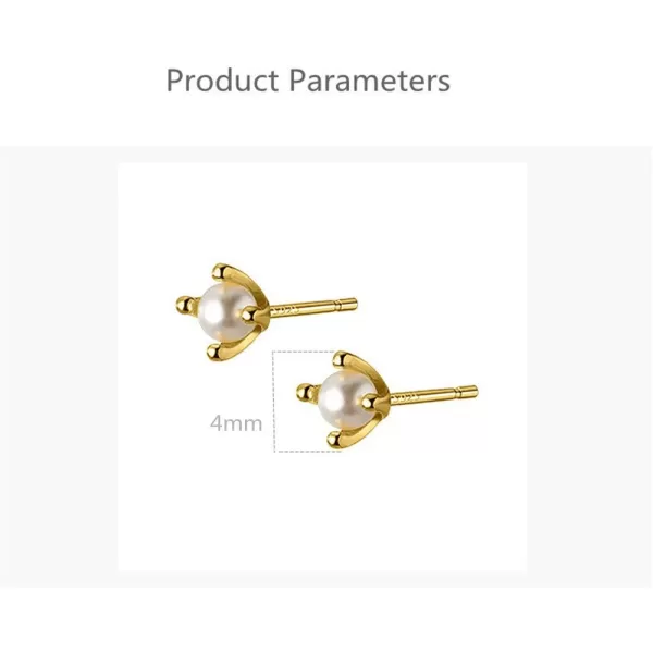 Tiny Shell Pearl Stud Cartilage Earrings for Women Teen Girls S925 Sterling Silver Hypoallergenic Imitation 3mm Pearls Small Studs Tragus Post Minimalist Earring Dainty JewelryGold