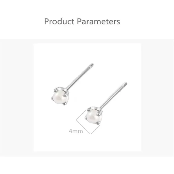 Tiny Shell Pearl Stud Cartilage Earrings for Women Teen Girls S925 Sterling Silver Hypoallergenic Imitation 3mm Pearls Small Studs Tragus Post Minimalist Earring Dainty JewelrySilver