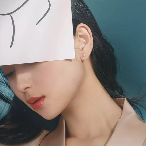 Tiny Shell Pearl Stud Cartilage Earrings for Women Teen Girls S925 Sterling Silver Hypoallergenic Imitation 3mm Pearls Small Studs Tragus Post Minimalist Earring Dainty JewelryGold