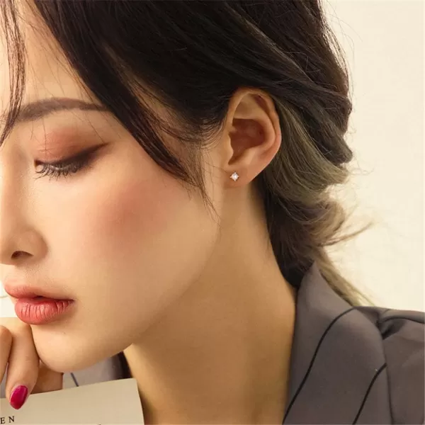 Tiny Shell Pearl Stud Cartilage Earrings for Women Teen Girls S925 Sterling Silver Hypoallergenic Imitation 3mm Pearls Small Studs Tragus Post Minimalist Earring Dainty JewelrySilver