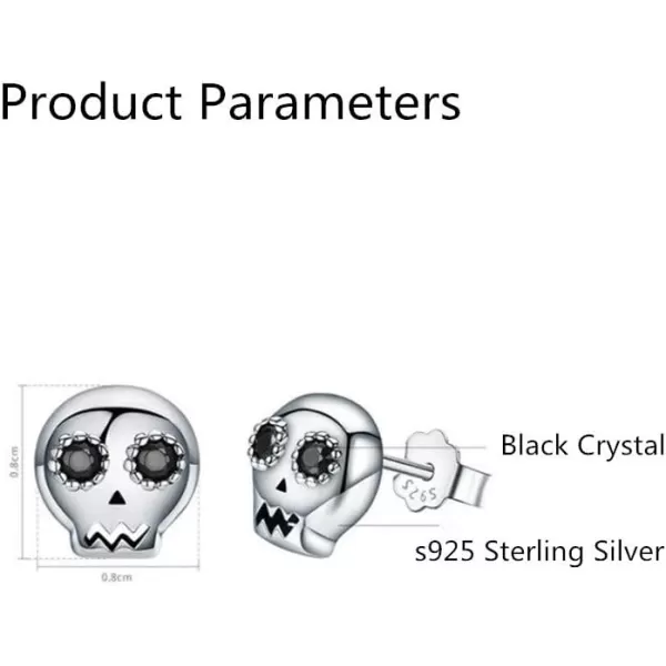 Tiny Skull Stud Earrings for Women Girls Men 925 Sterling Silver Black Crystal Eye Devil Ghost Studs Tragus Hypoallergenic Fashion Punk Post Pin Unisex Halloween GiftsTiny Skull Stud Earrings for Women Girls Men 925 Sterling Silver Black Crystal Eye Devil Ghost Studs Tragus Hypoallergenic Fashion Punk Post Pin Unisex Halloween Gifts