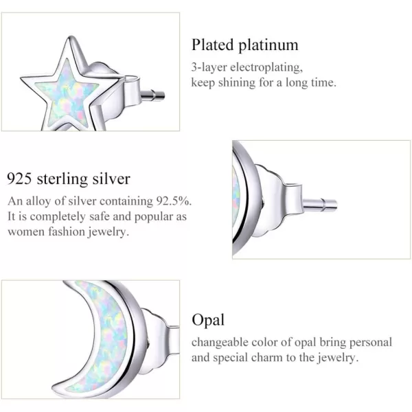 Tiny Synthetic Opal Moon Star Stud Earrings for Women Girls 925 Sterling Silver Hypoallergenic Minimalist Small Cute Crescent Studs Tragus Luck Stars Post Sensitive Ear Dainty Christmas Birthday GiftTiny Synthetic Opal Moon Star Stud Earrings for Women Girls 925 Sterling Silver Hypoallergenic Minimalist Small Cute Crescent Studs Tragus Luck Stars Post Sensitive Ear Dainty Christmas Birthday Gift