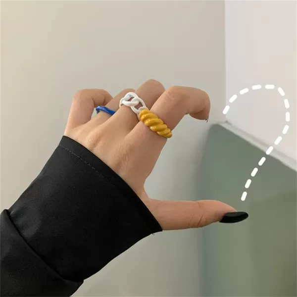 Trendy Chunky Acrylic Statement Rings 3 Pcs Set for Women Girls Colorful Baking Enameled Twisted Croissant Chain Open Band Finger Ring Size 67 Comfort Fit Y2K JewelryTrendy Chunky Acrylic Statement Rings 3 Pcs Set for Women Girls Colorful Baking Enameled Twisted Croissant Chain Open Band Finger Ring Size 67 Comfort Fit Y2K Jewelry