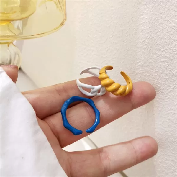 Trendy Chunky Acrylic Statement Rings 3 Pcs Set for Women Girls Colorful Baking Enameled Twisted Croissant Chain Open Band Finger Ring Size 67 Comfort Fit Y2K JewelryTrendy Chunky Acrylic Statement Rings 3 Pcs Set for Women Girls Colorful Baking Enameled Twisted Croissant Chain Open Band Finger Ring Size 67 Comfort Fit Y2K Jewelry