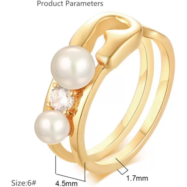 Trendy Safety Pin Band Ring for Women Girls 14K Gold Plated Dainty Imitation 2 Pearls Cubic Zirconia Statement Layered Rings Comfort Fit Nickel Free Jewelry Birthday Wedding Party Gift Size 6Trendy Safety Pin Band Ring for Women Girls 14K Gold Plated Dainty Imitation 2 Pearls Cubic Zirconia Statement Layered Rings Comfort Fit Nickel Free Jewelry Birthday Wedding Party Gift Size 6