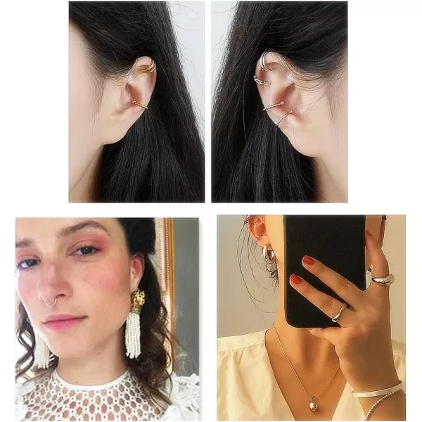 Twist Ear Cuff Wrap Clip on Earrings for Women Girls S925 Sterling Silver Minimalist Hypoallergenic for Non Pierced Ear Circle Tiny Small Hoop Cartilage Helix Adjustable Fashion Earrings Gold PlatedTwist Ear Cuff Wrap Clip on Earrings for Women Girls S925 Sterling Silver Minimalist Hypoallergenic for Non Pierced Ear Circle Tiny Small Hoop Cartilage Helix Adjustable Fashion Earrings Gold Plated