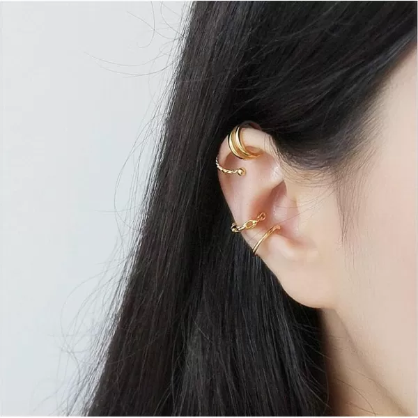 Twist Ear Cuff Wrap Clip on Earrings for Women Girls S925 Sterling Silver Minimalist Hypoallergenic for Non Pierced Ear Circle Tiny Small Hoop Cartilage Helix Adjustable Fashion Earrings Gold PlatedTwist Ear Cuff Wrap Clip on Earrings for Women Girls S925 Sterling Silver Minimalist Hypoallergenic for Non Pierced Ear Circle Tiny Small Hoop Cartilage Helix Adjustable Fashion Earrings Gold Plated