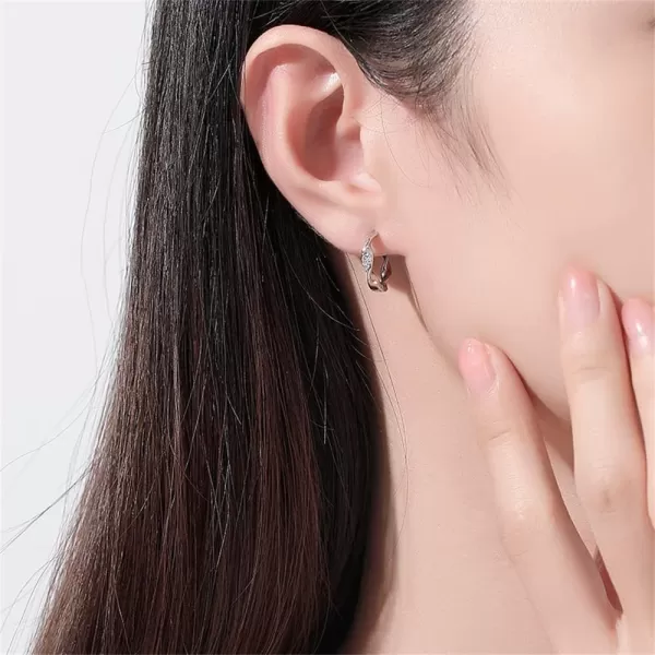 Twisted Cubic Zirconia Small Hoop Earrings for Women Girls 925 Sterling Silver Hypoallergenic Minimalist CZ Huggie Hoops Cartilage Fashion Geometrical Jewelry12mm