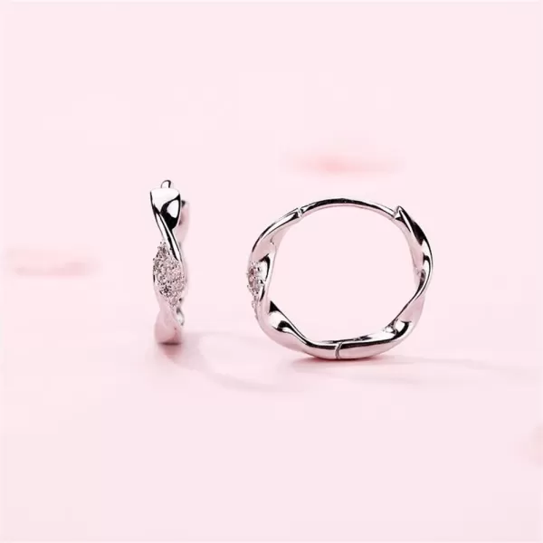 Twisted Cubic Zirconia Small Hoop Earrings for Women Girls 925 Sterling Silver Hypoallergenic Minimalist CZ Huggie Hoops Cartilage Fashion Geometrical Jewelry12mm