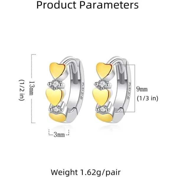 TwoTone Love Heart Cubic Zirconia Sleeper Small Hoop Earrings for Women Teen Girls Silver Gold Cartilage Tiny Cute Huggie Hoops Hypoallergenic for Sensitive EarTwoTone Love Heart Cubic Zirconia Sleeper Small Hoop Earrings for Women Teen Girls Silver Gold Cartilage Tiny Cute Huggie Hoops Hypoallergenic for Sensitive Ear