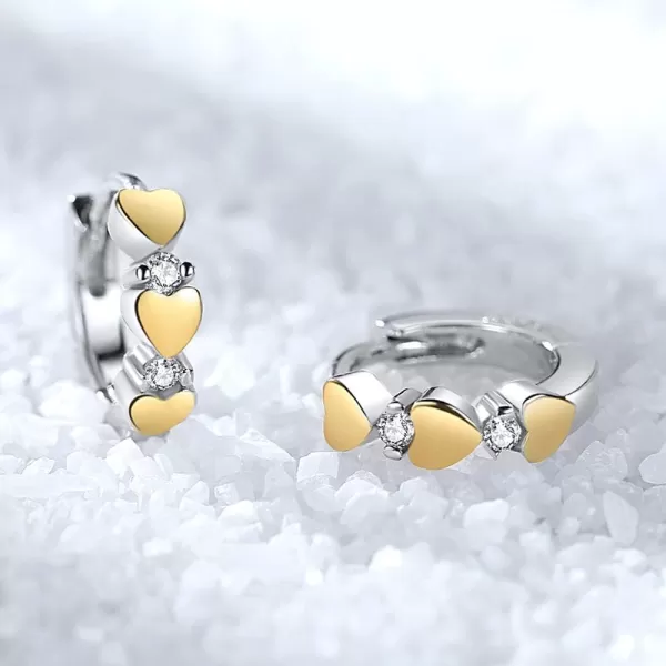 TwoTone Love Heart Cubic Zirconia Sleeper Small Hoop Earrings for Women Teen Girls Silver Gold Cartilage Tiny Cute Huggie Hoops Hypoallergenic for Sensitive EarTwoTone Love Heart Cubic Zirconia Sleeper Small Hoop Earrings for Women Teen Girls Silver Gold Cartilage Tiny Cute Huggie Hoops Hypoallergenic for Sensitive Ear